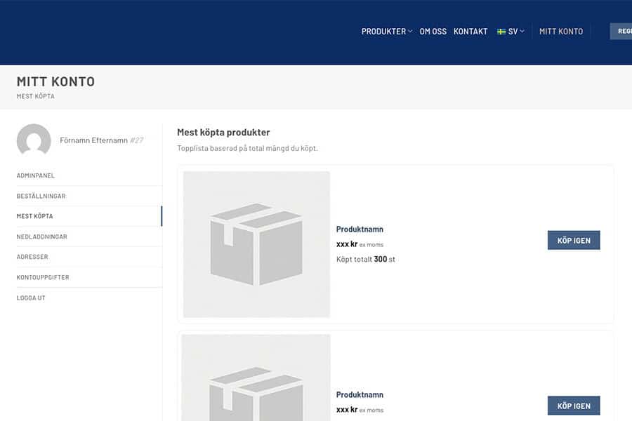 Mest köpta flik i Woocommerce